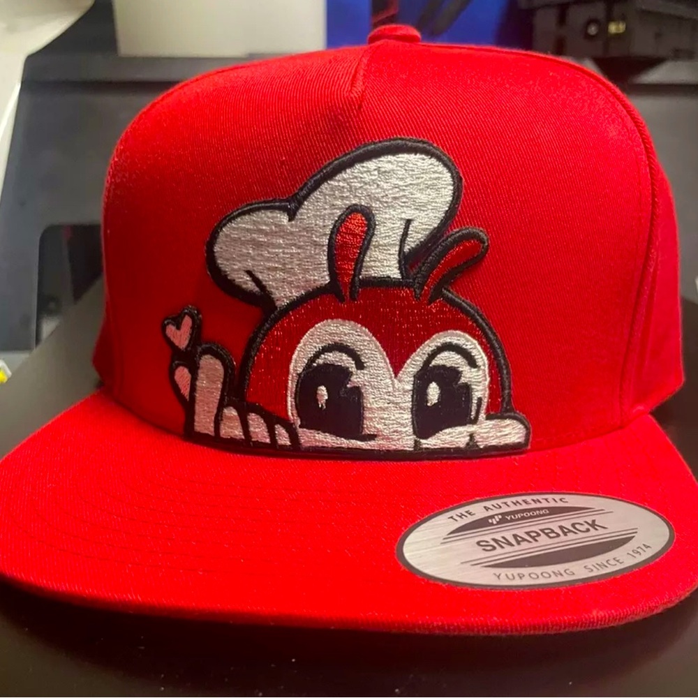 Jollibee Red SnapBack Hat - Flatbill - K-pop heart - #1 fried chicken worldwide